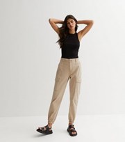 New Look Stone Cotton Cuffed Cargo Trousers